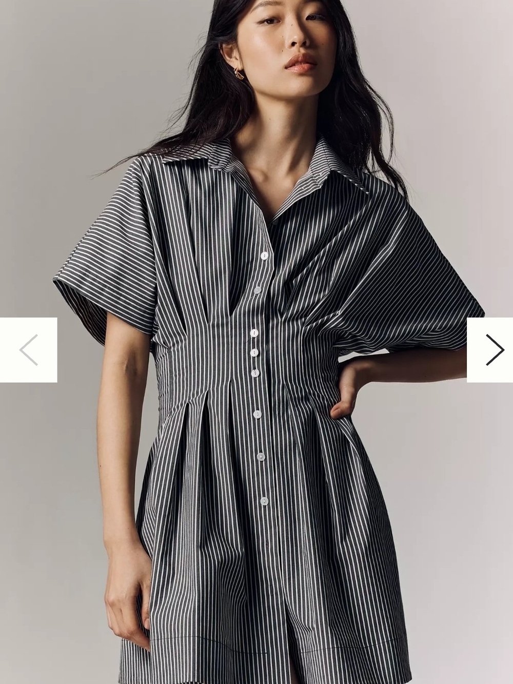 Striped Black and White Button-Front Mini Dress